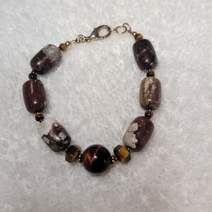 Mookaite and Tiger's Eye Stone Beaded Bracelet